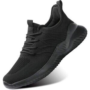 Women's Ladies Walking Running Shoes Slip On Lightweight Tennis Sneakers Black M